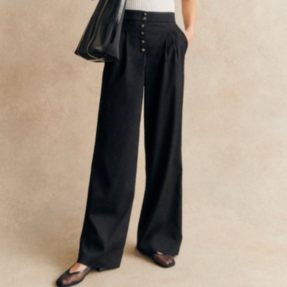 Reformation Organic Cotton High Waisted Wide Leg Pants in Black Women’s Size 8P